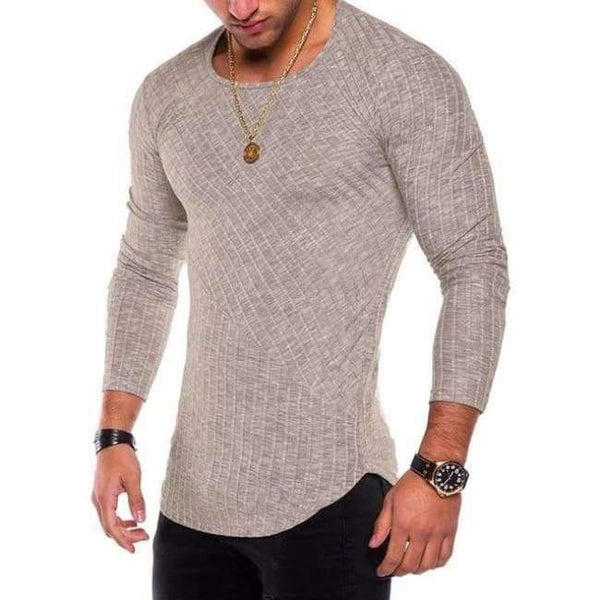 Planet Gates Khaki / S Plus Size S-4XL Slim Fit Sweater Men 2018 Spring Autumn Thin O-Neck Knitted Pullover Men Casual Solid Mens Sweaters Pull Homme