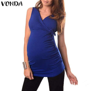 Planet Gates Khaki / S Pregnant Women T-Shirts  Summer Maternity Clothes Sexy V Neck Sleeveless Tees Tops Casual Cotton Plus Size Vest 5XL