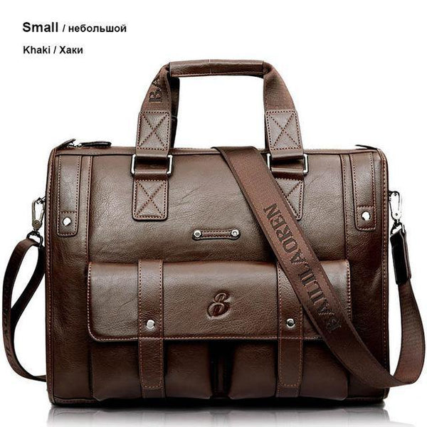Planet Gates Khaki Samll / (30cm<Max Length<50cm) Man Bag Leather Black Briefcase Men Business Handbag Messenger Bags Male Vintage Men's Shoulder Bag Large Capacity