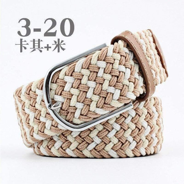 Fashion Wide Belt For Men Women Elastic Knitted Braid Jeans Dress Belt With Leather Metal Buckle Casual Belt For Unisex