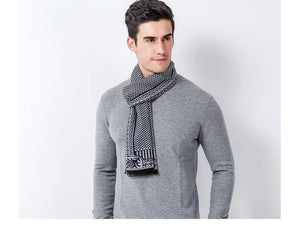 Planet Gates Khaki Winter Scarf Men Chic Wool Plaid Knitted Scarf Luxury Cashmere Warm Winter Scarves Male Work Out