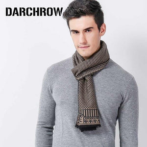 Planet Gates Khaki Winter Scarf Men Chic Wool Plaid Knitted Scarf Luxury Cashmere Warm Winter Scarves Male Work Out