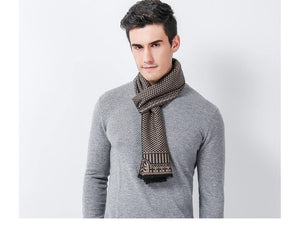 Planet Gates Khaki Winter Scarf Men Chic Wool Plaid Knitted Scarf Luxury Cashmere Warm Winter Scarves Male Work Out
