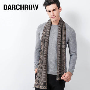 Planet Gates Khaki Winter Scarf Men Chic Wool Plaid Knitted Scarf Luxury Cashmere Warm Winter Scarves Male Work Out
