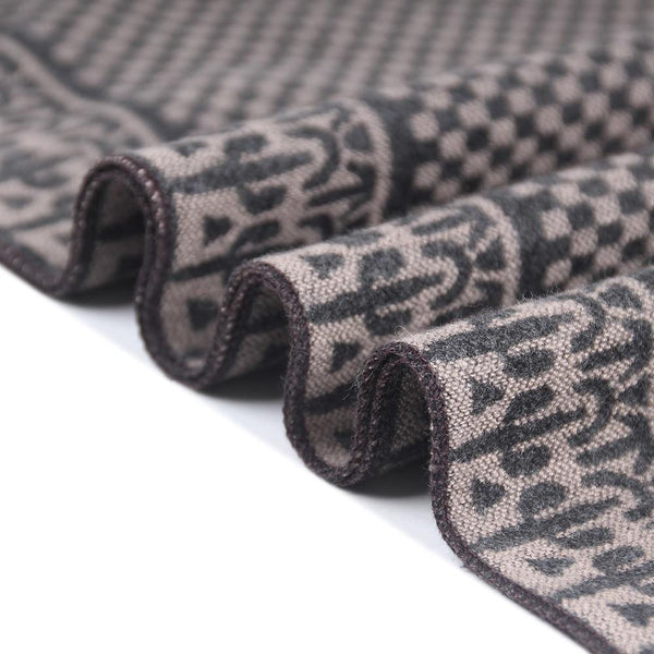 Planet Gates Khaki Winter Scarf Men Chic Wool Plaid Knitted Scarf Luxury Cashmere Warm Winter Scarves Male Work Out
