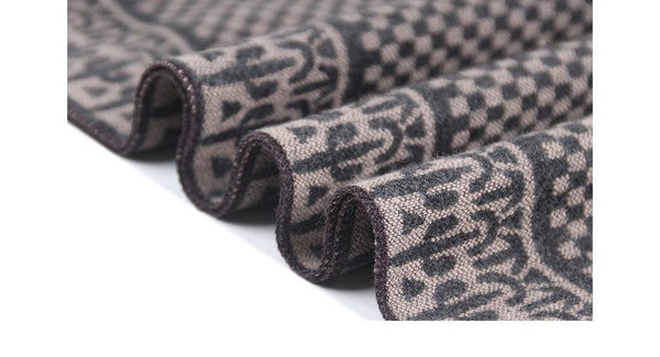 Planet Gates Khaki Winter Scarf Men Chic Wool Plaid Knitted Scarf Luxury Cashmere Warm Winter Scarves Male Work Out