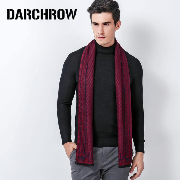 Planet Gates Khaki Winter Scarf Men Chic Wool Plaid Knitted Scarf Luxury Cashmere Warm Winter Scarves Male Work Out