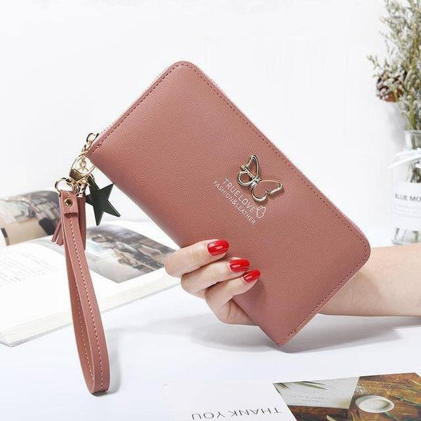 Planet Gates Khaki Women Wallet Butterfly Hollowed Best Wallet Female Case Phone Pocket Pouch Handbag Women's Purse Carteira Femme