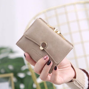Planet Gates Khaki Women wallet small three fold PU leather coin wallet fresh multi-function women purse female coin purse wallet