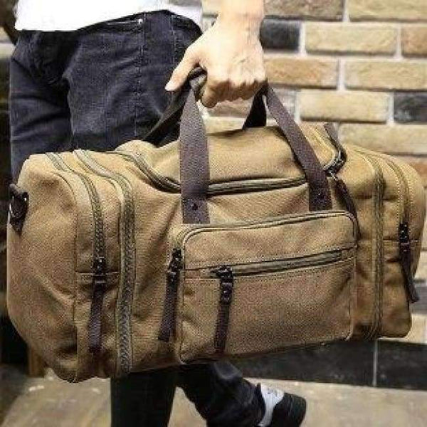 Planet Gates khaki Xiao.p Travel Bag Large Capacity Men Hand Luggage Travel Duffle Bags Canvas Weekend Bags Multifunctional Travel Bags Black&khaki