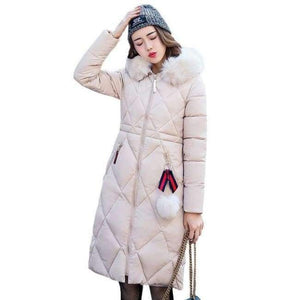 Planet Gates Khaki / XL / China Winter coat thickened parka women stitching slim long winter coat down cotton ladies down parka down jacket women