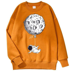 Planet Gates khaki / XXL Astronaut Man Hoodie Cartoon Printing Men Sweatshirts Fleeve O-Neck Male Hoodies Punk Trend Sweatshirt For Mens