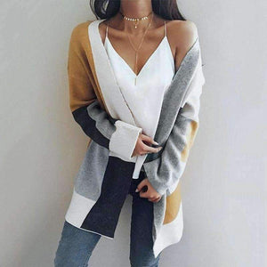 Planet Gates Khaki / XXL Autumn Winter New Arrival Fashion Women Cardigen Sweaters Long Sleeve Patchwork Female Loose Casual Spring Streetwear Top