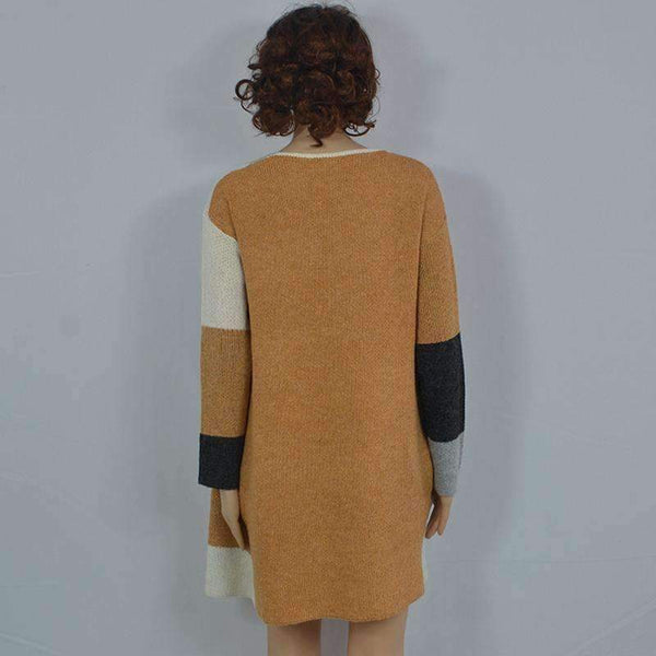 Planet Gates Khaki / XXL Autumn Winter New Arrival Fashion Women Cardigen Sweaters Long Sleeve Patchwork Female Loose Casual Spring Streetwear Top