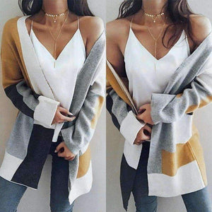 Autumn Winter New Arrival Fashion Women Cardigen Sweaters Long Sleeve Patchwork Female Loose Casual Spring Streetwear Top