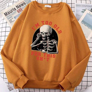 Planet Gates Khaki / XXL Skull Print Hoodie Cartoon Clothing Men's Hoodie Sweatshirt Hip Hop Tracksuit Fashion Streetwear Round Neck Oversized Hoodies