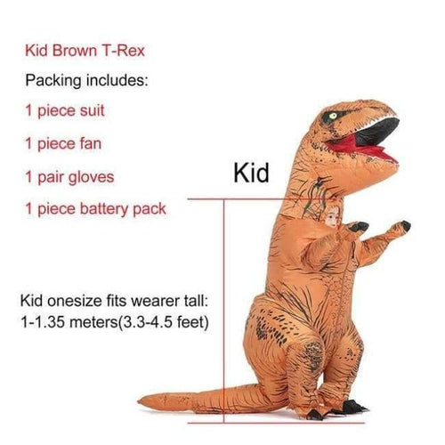 Planet Gates Kid Brown / One Size / T Rex Dinosaur Inflatable T-Rex Costumes Dinosaur Fancy Dress Adult Kid Men Women Blowup Halloween Jurassic World T Rex Cosplay Outfits