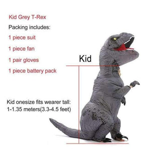 Planet Gates Kid Grey t rex / One Size / T Rex Dinosaur Inflatable T-Rex Costumes Dinosaur Fancy Dress Adult Kid Men Women Blowup Halloween Jurassic World T Rex Cosplay Outfits