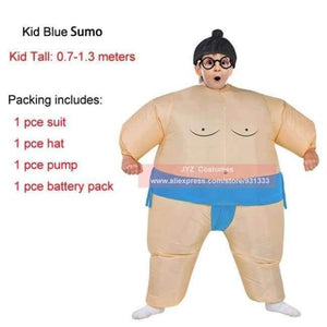 Planet Gates Kids Blue Purim Inflatable Sumo Costume Suits Wrestler Halloween Costume for Boys Girl Men Women Adults Kids Fat Man Airblown Sumo