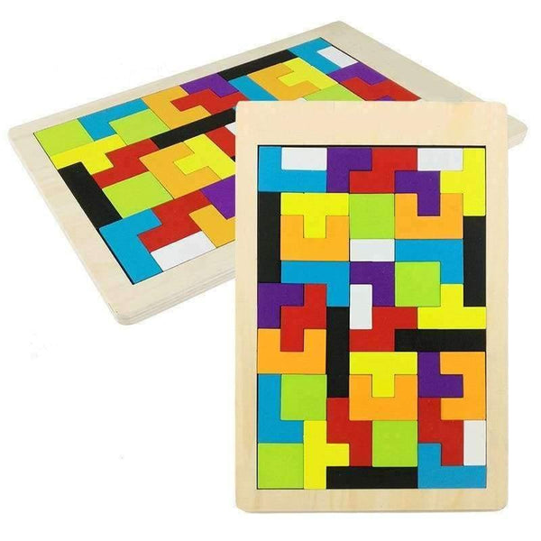 Planet Gates Kids Educational Montessori Wooden Tetris Game Jigsaw Puzzles Geometric Shape Slide Building Puzzle Children's Day Gift