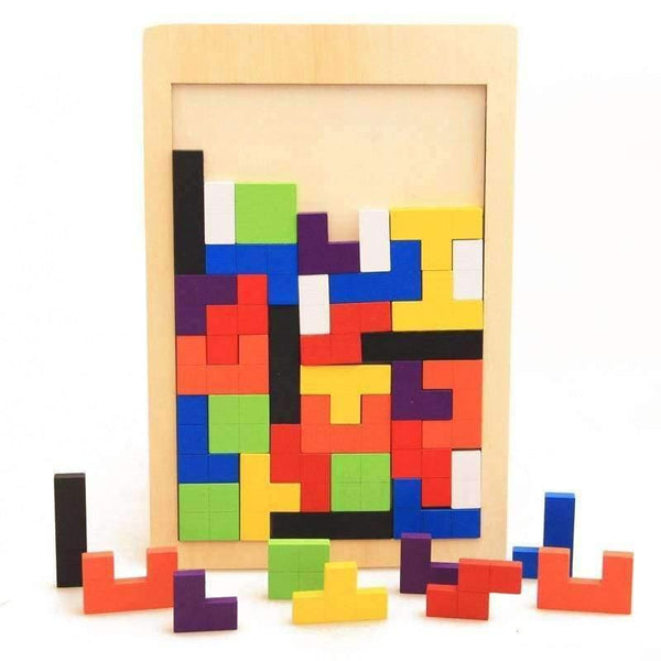 Planet Gates Kids Educational Montessori Wooden Tetris Game Jigsaw Puzzles Geometric Shape Slide Building Puzzle Children's Day Gift