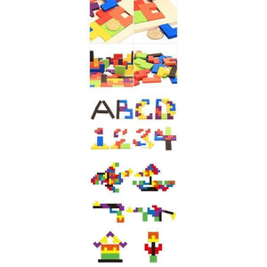 Planet Gates Kids Educational Montessori Wooden Tetris Game Jigsaw Puzzles Geometric Shape Slide Building Puzzle Children's Day Gift