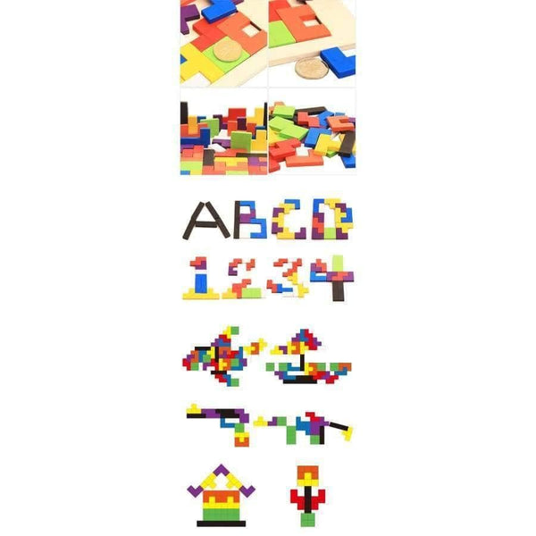 Planet Gates Kids Educational Montessori Wooden Tetris Game Jigsaw Puzzles Geometric Shape Slide Building Puzzle Children's Day Gift