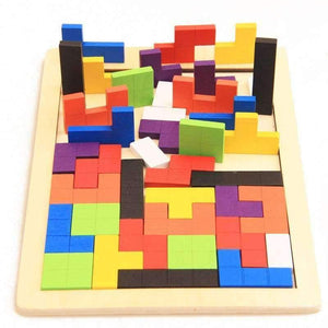 Planet Gates Kids Educational Montessori Wooden Tetris Game Jigsaw Puzzles Geometric Shape Slide Building Puzzle Children's Day Gift