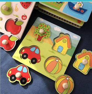 Planet Gates Kids Hand Grab Board 3D Puzzle Wooden Toys for Children Cartoon Animal Wood Jigsaw Toddler Baby Early Educational Learning Toy