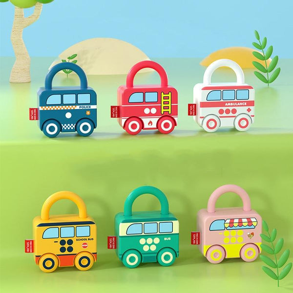 Planet Gates Kids Learning Locks with Keys Educational Preschool Numbers Matching & Counting Montessori Car Toys Teaching Aids Toys Games