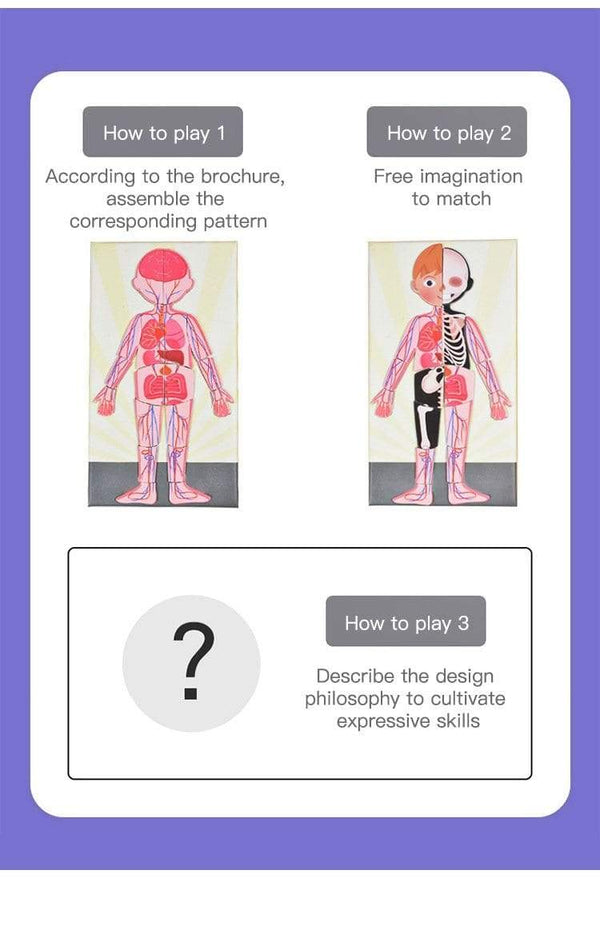 Planet Gates Kids Magnetic Human Body Cognitive DIY Puzzles Early Learning Educational Toy Montessori Funny Gift For Children Dressing Jigsaw