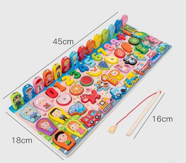 Planet Gates Kids Montessori Educational Wooden Math Toys Children Busy Board Count Shape Colors Match Fishing Puzzle Learning Toys Gifts