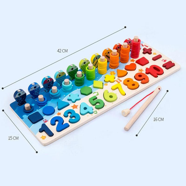 Planet Gates Kids Montessori Educational Wooden Math Toys Children Busy Board Count Shape Colors Match Fishing Puzzle Learning Toys Gifts