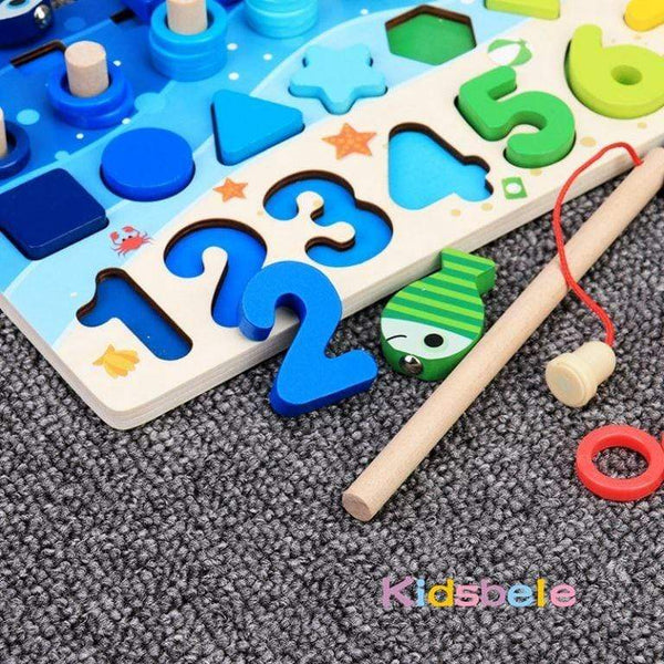 Planet Gates Kids Montessori Math Toys For Toddlers Educational Wooden Puzzle Fishing Toys Count Number Shape Matching Sorter Games Board Toy