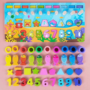 Planet Gates Kids Montessori Math Toys For Toddlers Wooden Educational Puzzle Fishing Toys Number Shape Matching Games Board Toy