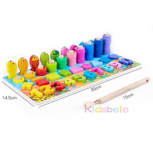 Planet Gates Kids Montessori Math Toys For Toddlers Wooden Educational Puzzle Fishing Toys Number Shape Matching Games Board Toy