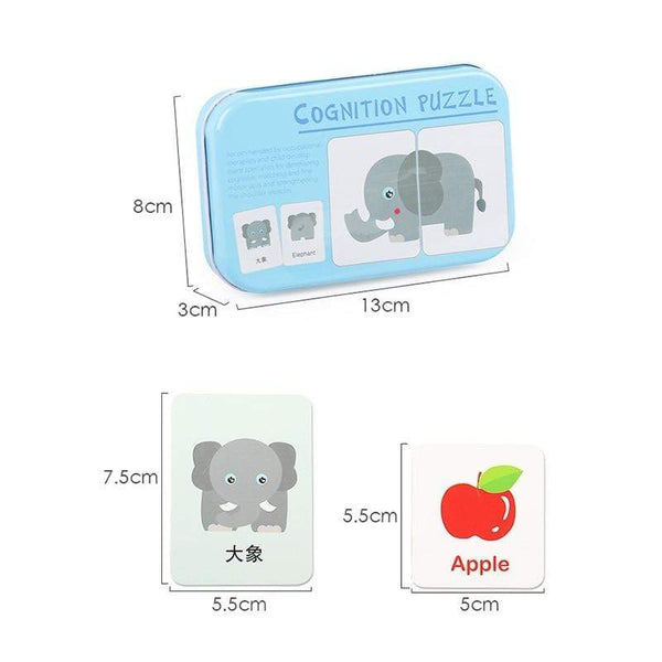 Planet Gates Kids Montessori Puzzle Toys Animals Fruit Graph Match Card Game Early Educational Materials Double-sided Puzzle Toy For Children