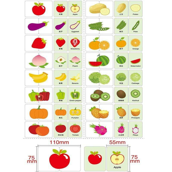 Planet Gates Kids Montessori Puzzle Toys Animals Fruit Graph Match Card Game Early Educational Materials Double-sided Puzzle Toy For Children