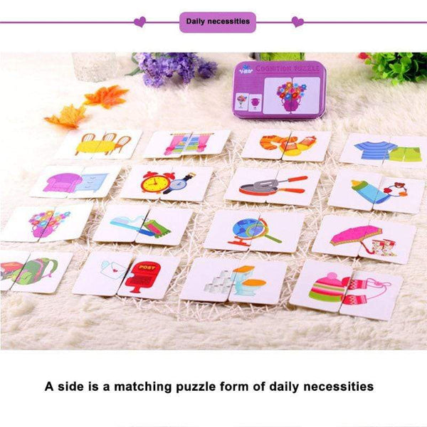 Planet Gates Kids Montessori Puzzle Toys Animals Fruit Graph Match Card Game Early Educational Materials Double-sided Puzzle Toy For Children