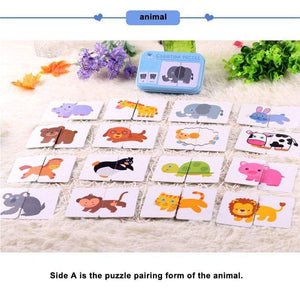 Planet Gates Kids Montessori Puzzle Toys Animals Fruit Graph Match Card Game Early Educational Materials Double-sided Puzzle Toy For Children