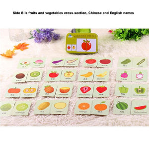 Planet Gates Kids Montessori Puzzle Toys Animals Fruit Graph Match Card Game Early Educational Materials Double-sided Puzzle Toy For Children