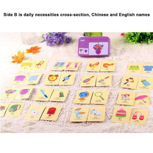 Planet Gates Kids Montessori Puzzle Toys Animals Fruit Graph Match Card Game Early Educational Materials Double-sided Puzzle Toy For Children