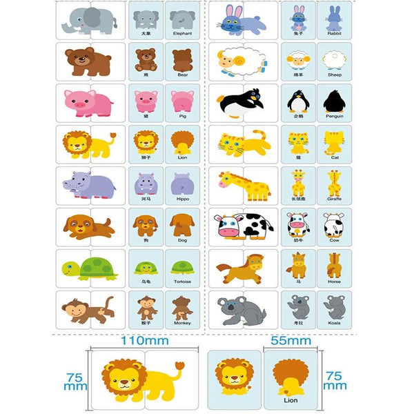 Planet Gates Kids Montessori Puzzle Toys Animals Fruit Graph Match Card Game Early Educational Materials Double-sided Puzzle Toy For Children