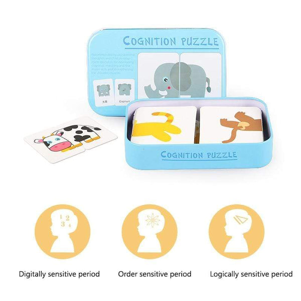 Planet Gates Kids Montessori Puzzle Toys Animals Fruit Graph Match Card Game Early Educational Materials Double-sided Puzzle Toy For Children