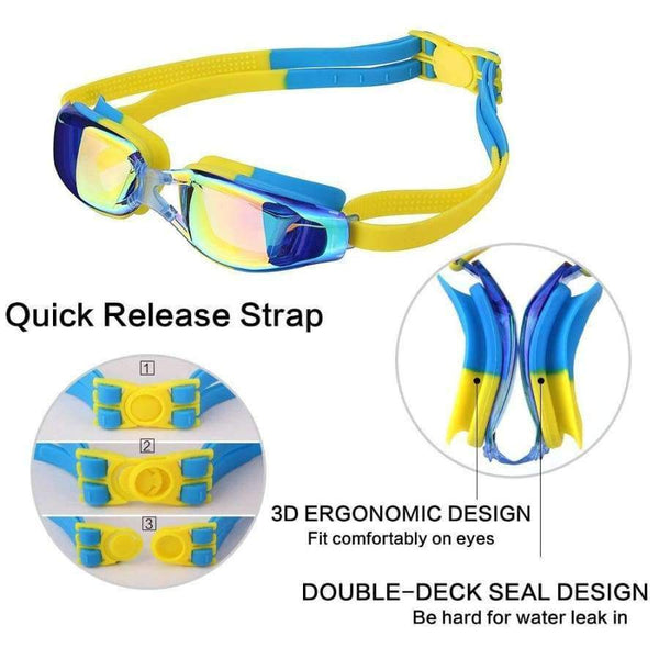 Planet Gates Kids Swimming goggles Anti-Fog UV Protection Swim Glasses with Case,Nose Clip,Earplugs for Boys Girls training in swimming pool
