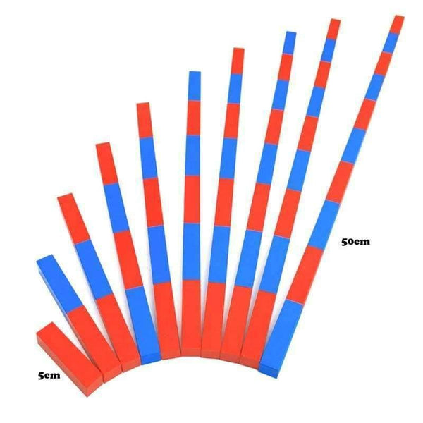 Planet Gates Kids Toys Montessori Red Long Sticks (5-50cm) Math Number Rods Wooden Education Early Learning Blocks Child