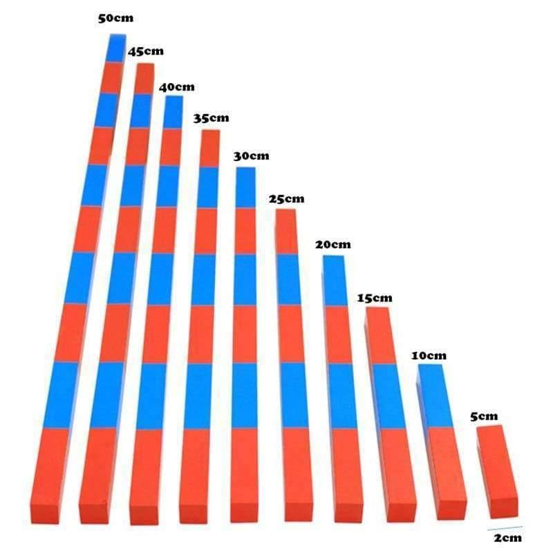 Planet Gates Kids Toys Montessori Red Long Sticks (5-50cm) Math Number Rods Wooden Education Early Learning Blocks Child