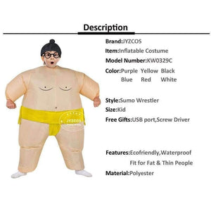 Planet Gates Kids White Purim Inflatable Sumo Costume Suits Wrestler Halloween Costume for Boys Girl Men Women Adults Kids Fat Man Airblown Sumo