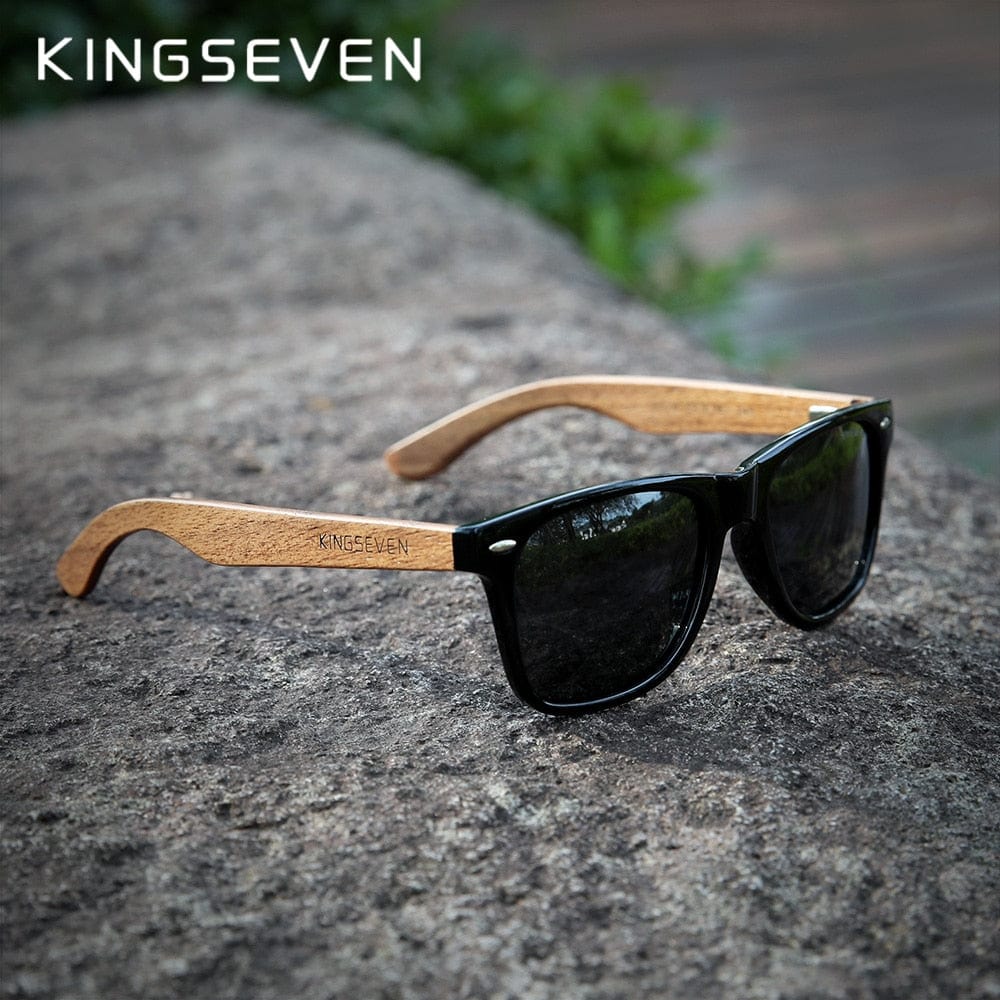 Planet Gates KINGSEVEN New Black Walnut Sunglasses Wood Polarized Sunglasses Men's Glasses Handmade UV400 Protection Eyewear Retro Wooden Box