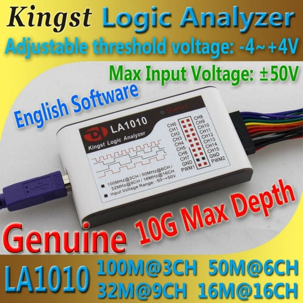 Planet Gates Kingst  LA1010 USB  Logic Analyzer    100M max sample rate,16Channels,10B samples, MCU,ARM,FPGA debug tool english software